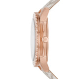 Michael Kors Runway Rose Gold Tone Leather Strap Ladies Watch