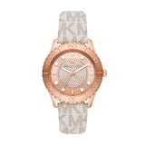 Michael Kors Runway Rose Gold Tone Leather Strap Ladies Watch