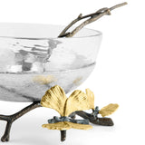 Butterfly Ginkgo Glass Nut Dish With Spoon