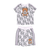 Moschino Kids Teddy Logo Grey T-Shirt and Shorts Set