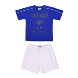 Moschino Kids Blue and White Logo T-Shirt and Shorts Set