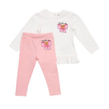Moschino Kids White & Pink Top-Leggings Set