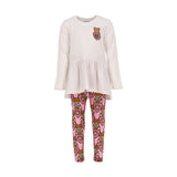 Moschino Kids Girl's Heart Teddy White Top & Leggings Set