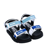 Moschino Kids Boy's Blue Logo Touch Strap Sandal