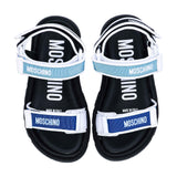 Moschino Kids Boy's Blue Logo Touch Strap Sandal