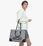 MCM Vintage Jacquard Tote Bag Grey  Large