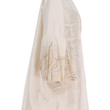 N Design Women's Golden Hand Embroidered White Abaya