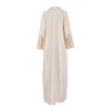 N Design Women's Golden Hand Embroidered White Abaya