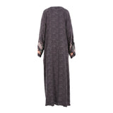 N Design Women's Grey And Pink Embroidered Hand Abaya