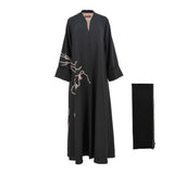 N Design Women's Nude Embroidered Hand Black Abaya