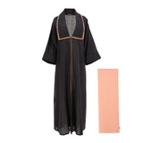 N Design Women's Maroccan Embroidered Hand Black Abaya