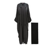 N Design Women's Embroidered Roses In 3D Black Abaya