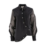 Oblique Creations Organza Sleeves Black Shirt For Women AW22