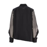 Oblique Creations Organza Sleeves Black Shirt For Women AW22