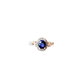 Ouzounian Ring 18 Carat White Gold With With Ceylon Sapphire & Pear Shape Cut Diamond Size 5.5