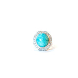 Ouzounian Men'S Ring Silver 925 With Round Diamond & Turquoise Size 10