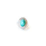 Ouzounian Men's Ring Silver 925 With Round Diamond & Turquoise Size 10