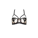 Fleur Of England Embroidered Onyx Strap Balcony Bra
