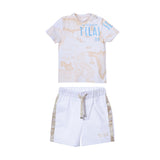 Alviero Martini Kids Boy's White/Geo Beige Set T-Shirt & Bermuda