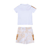 Alviero Martini Kids Boy's White & Geo Beige Set T-Shirt & Bermuda