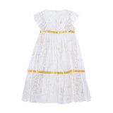 Alviero Martini Kids Girl's White/Geo Fil Gold Dress