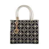 Valentino Orlandi Women's Black Patent & Gold Leather Handbag