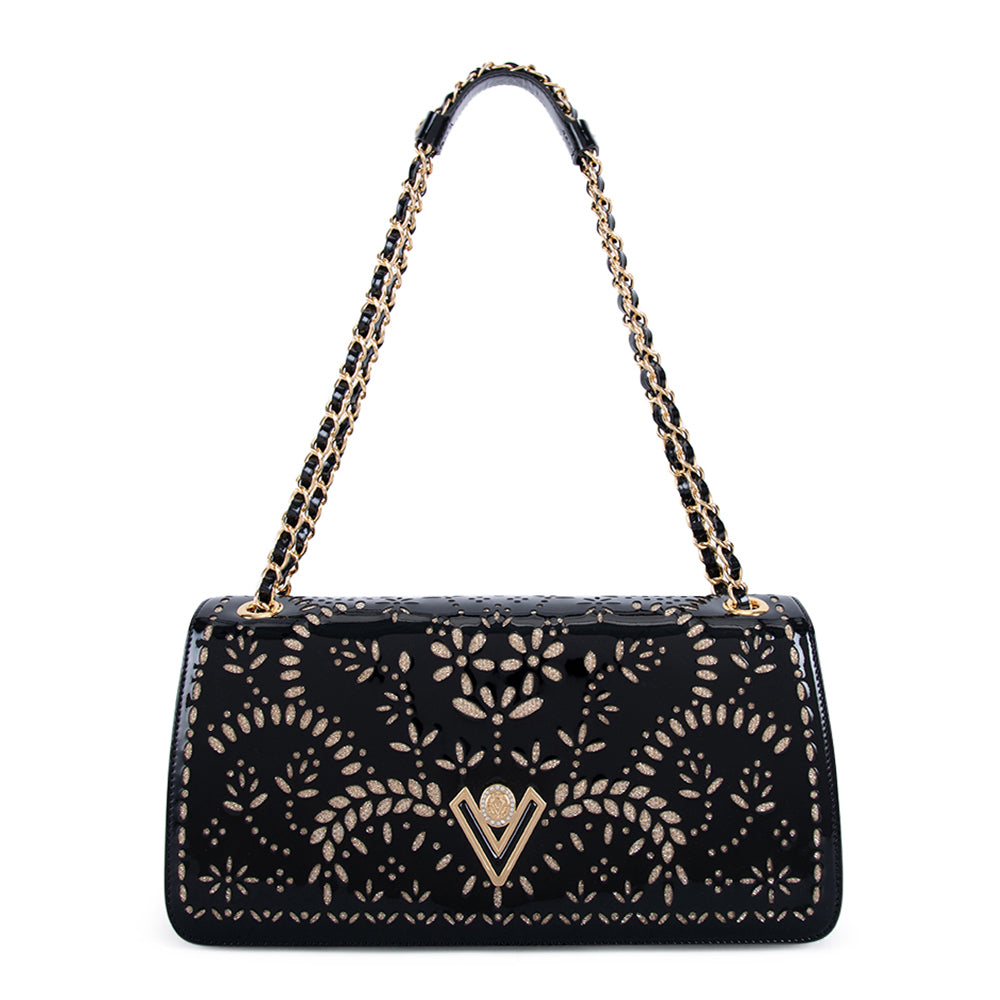 Valentino Orlandi Women's Black Leather Patent Shoulder Bag | All Bags | Bags | GCC | Shoulder Bag | Women | Women All Bags | Womens Valentino Orlandi Women's Black Leather Patent Shoulder Bag | All Bags | Bags | GCC | Shoulder Bag | Women | Women All Bags | Womens