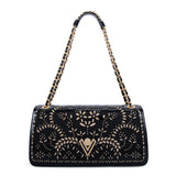 Valentino Orlandi Women's Black Leather Patent Shoulder Bag