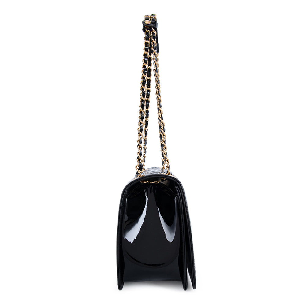 Valentino Orlandi Women's Black Leather Patent Shoulder Bag | All Bags | Bags | GCC | Shoulder Bag | Women | Women All Bags | Womens Valentino Orlandi Women's Black Leather Patent Shoulder Bag | All Bags | Bags | GCC | Shoulder Bag | Women | Women All Bags | Womens