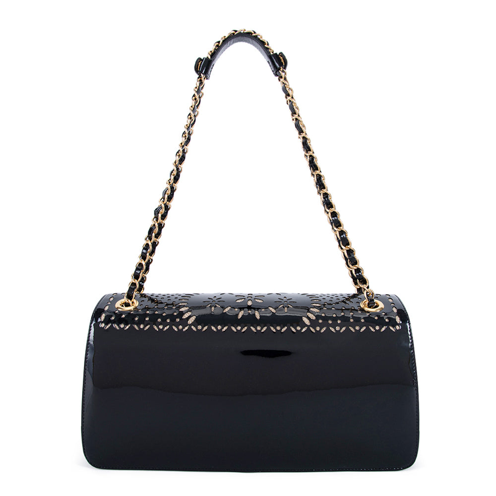 Valentino Orlandi Women's Black Leather Patent Shoulder Bag | All Bags | Bags | GCC | Shoulder Bag | Women | Women All Bags | Womens Valentino Orlandi Women's Black Leather Patent Shoulder Bag | All Bags | Bags | GCC | Shoulder Bag | Women | Women All Bags | Womens
