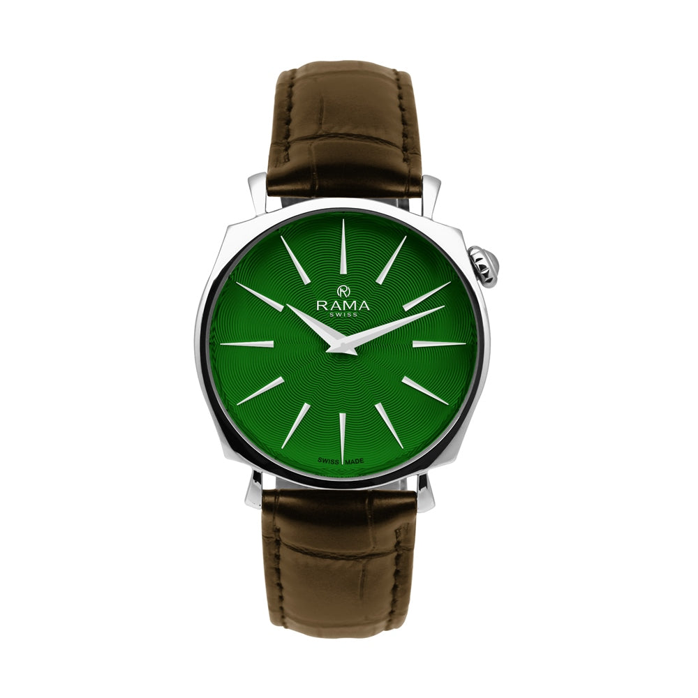 Rama Ladies Quartz Watch Stainless Steel Case With Green Sun Ray Dial / Green Color Genuine Leather Strap | Fashion Watches | GCC | SP | Womens Rama Ladies Quartz Watch Stainless Steel Case With Green Sun Ray Dial / Green Color Genuine Leather Strap | Fashion Watches | GCC | SP | Womens
