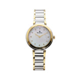 Rama Ladies Quartz Watch Two Tone Yellow Gold/Silver Plated Stainless Steel Case & Bracelet With Mother Of Pearl Dial
