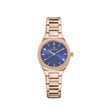 Rama Ladies Quartz Watch Full Rosegold Plated Stainless Steel Case & Bracelet With Blue Sun Ray Dial