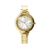 Rama Ladies Quartz Watch Full Yellow Gold Plated Stainless Steel Case & Bracelet With Mother Of Pearl And Stones Dial