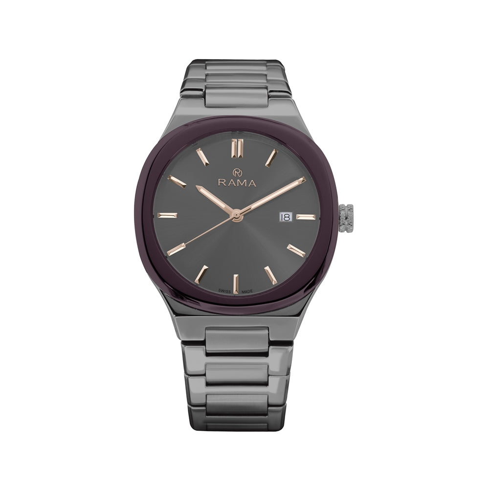 Rama Men's Quartz Watch Full Gun Metallic Plated Stainless Steel Case ...