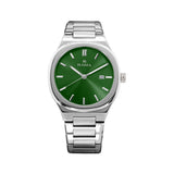 Rama Men's Quartz Watch Full Stainless Steel Case & Bracelet With Green Sun Ray Dial