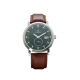 Rama Men's Quartz Watch Stainless Steel Case With Green And Green Ring Dial / Brown Leather Strap