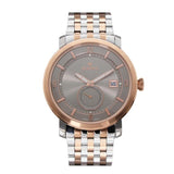Rama Men's Quartz Watch Two Tone Rosegold/Silver Plated Stainless Steel Case & Bracelet With Light Gray And Light Gray Ring Dial
