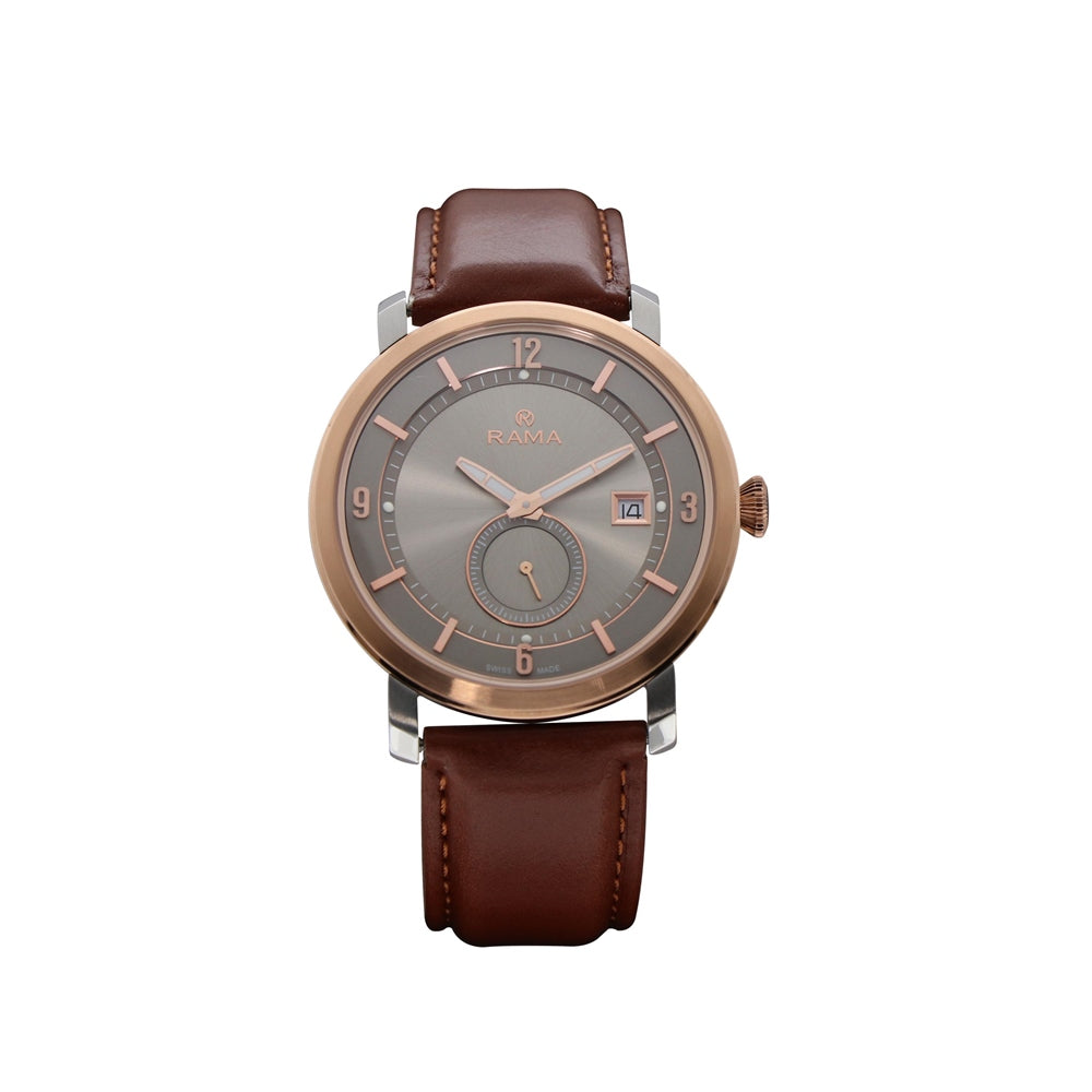 Rama Men's Quartz Watch Stainless Steel Case With Light Gray And Light Gray Ring Dial / Brown Leather Strap | Fashion Watches | GCC | Men | Mens | Mens Watches Rama Men's Quartz Watch Stainless Steel Case With Light Gray And Light Gray Ring Dial / Brown Leather Strap | Fashion Watches | GCC | Men | Mens | Mens Watches