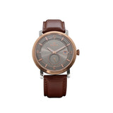 Rama Men's Quartz Watch Stainless Steel Case With Light Gray And Light Gray Ring Dial / Brown Leather Strap