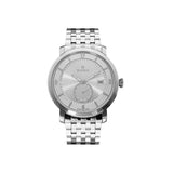 Rama Men's Quartz Watch Full Stainless Steel Case & Bracelet With Silver Sun Ray And White Ring Dial