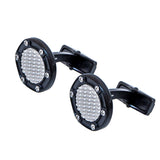 Roberto Cavalli Cufflinks Matte Black With Matte Silver Color Mid Design
