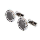 Roberto Cavalli Cufflinks Silver Color With Gun Metal Mid - Blue Salon