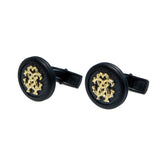 Roberto Cavalli Cufflinks Matte Black With Gold Color Logo