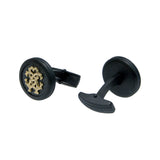 Roberto Cavalli Cufflinks Matte Black With Gold Color Logo