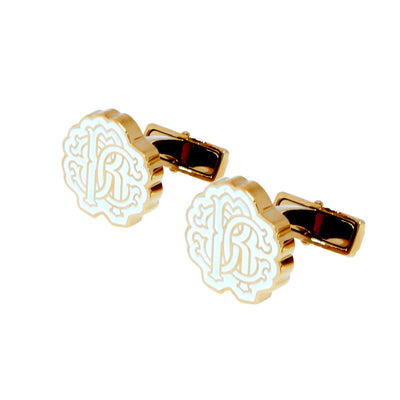 Roberto Cavalli Cufflinks Ip Gold With White Design