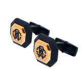 Roberto Cavalli Cufflinks Matte Black With Ip Rosegold Mid & Black Logo - Blue Salon