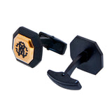 Roberto Cavalli Cufflinks Matte Black With Ip Rosegold Mid & Black Logo - Blue Salon