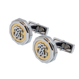 Roberto Cavalli Cufflinks Silver Color With Ip Gold Mid & Silver Color Logo