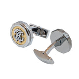 Roberto Cavalli Cufflinks Silver Color With Ip Gold Mid & Silver Color Logo